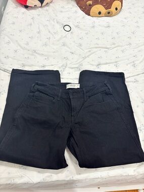 Y2K streetwear Hollister Black low rise open bottom baggy jeans